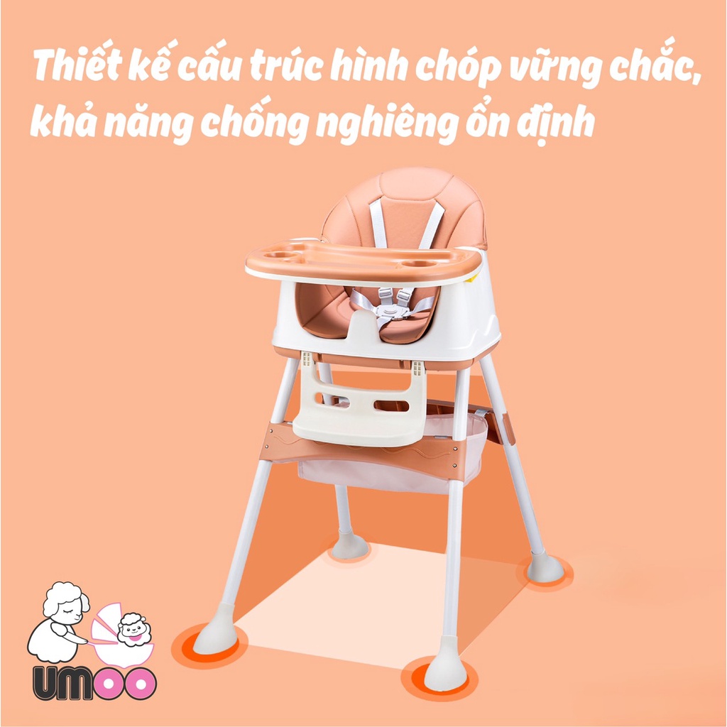 Ghế ăn dặm UMOO có bánh xe mã UM0492