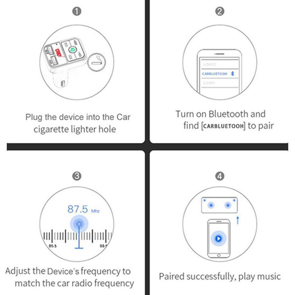 Tẩu Sạc Nhanh Hai Cổng USB VANES1 Kết Nối Bluetooth 5.0 Kiêm Máy Nghe Nhạc MP3 Rảnh Tay Dùng Trong Xe Hơi