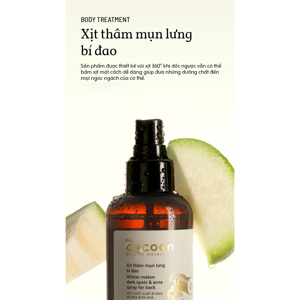 Xịt Thâm Mụn Lưng Chiết Xuất Bí Đao Cocoon 140ml
