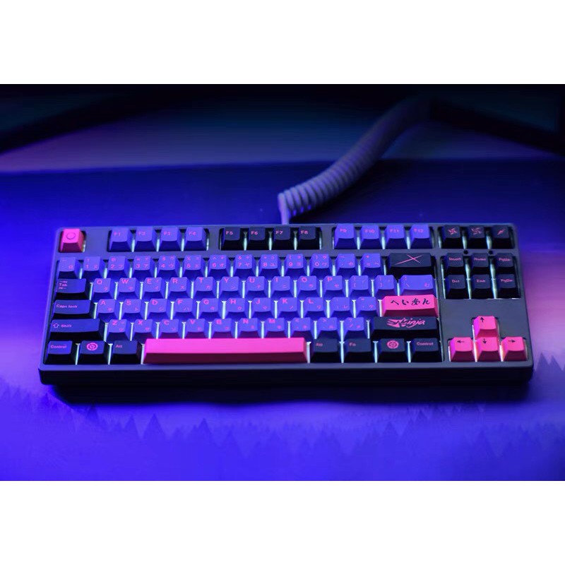 Keycap PBT ninja bóng đêm profile cherry 129 nút