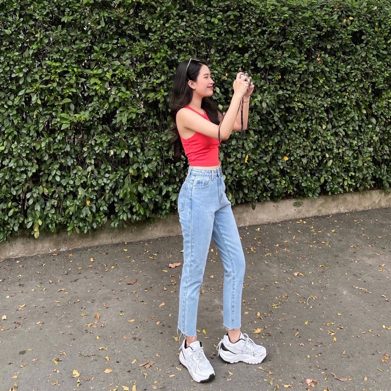 Quần Mom Jeans Cắt Lai