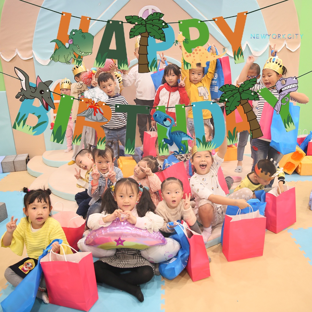 1 Set Dây Cờ Treo Trang Trí Tiệc Hình Khủng Long Cho Bé