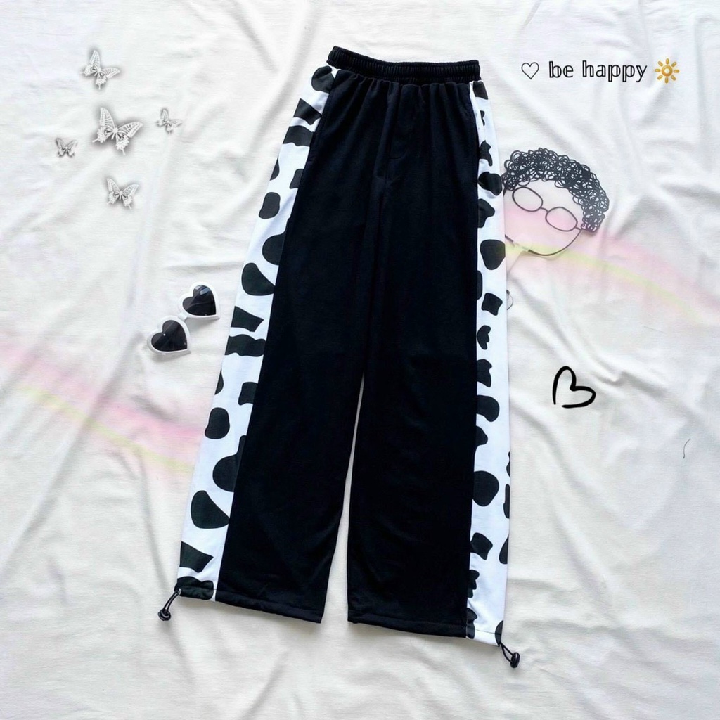 quần jogger nữ viền sọc 2 bên màu bò sữa cá tính k