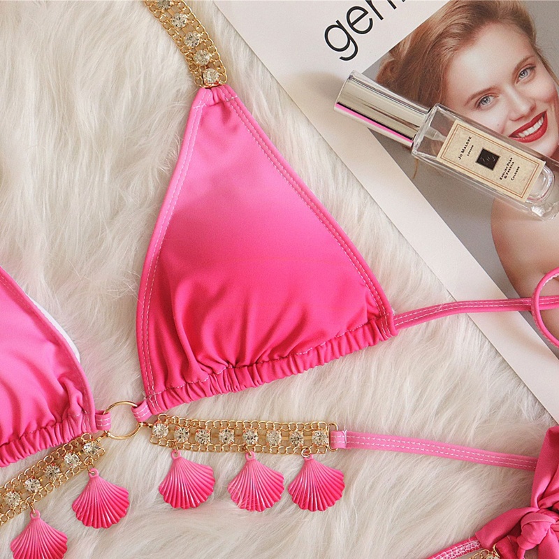 Bộ Đồ Bơi Bikini Hai Mảnh Buộc Dây Nâng Ngực Quyến Rũ Cho Nữ