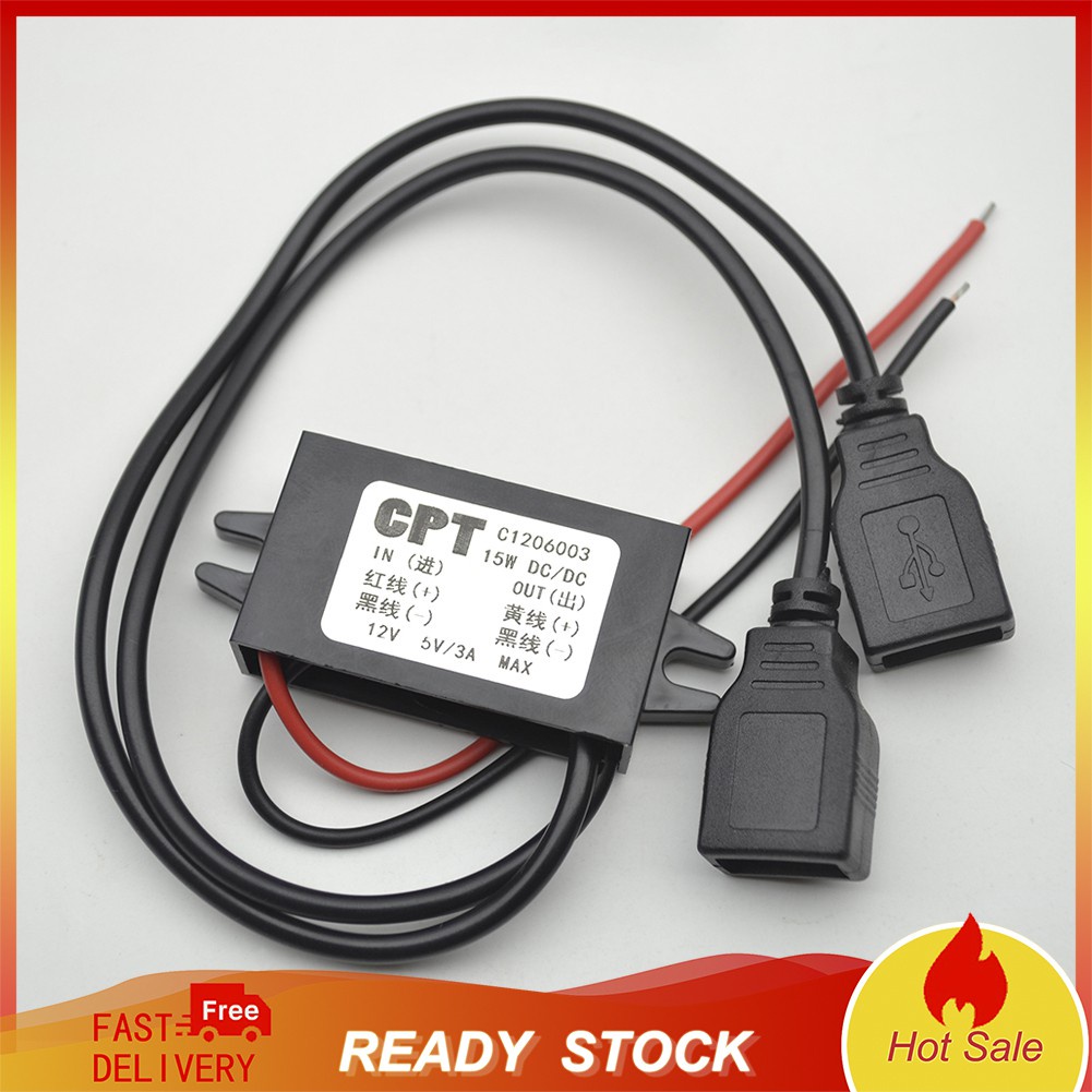 Bộ Sạc Chuyển Đổi Usb 12v Sang 5v 3a Max Cho Máy Tính Bảng Gps Điện Thoại6/3