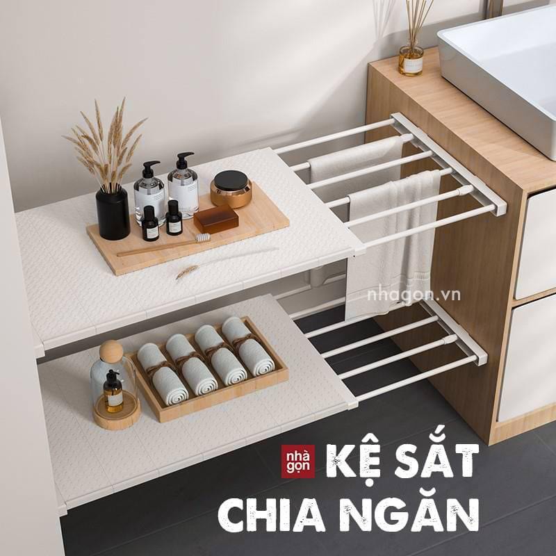 (Giá kéo dài từ 38 đến 55cm) Kệ chia ngăn tủ đa năng chịu được 20kg (TGQT)