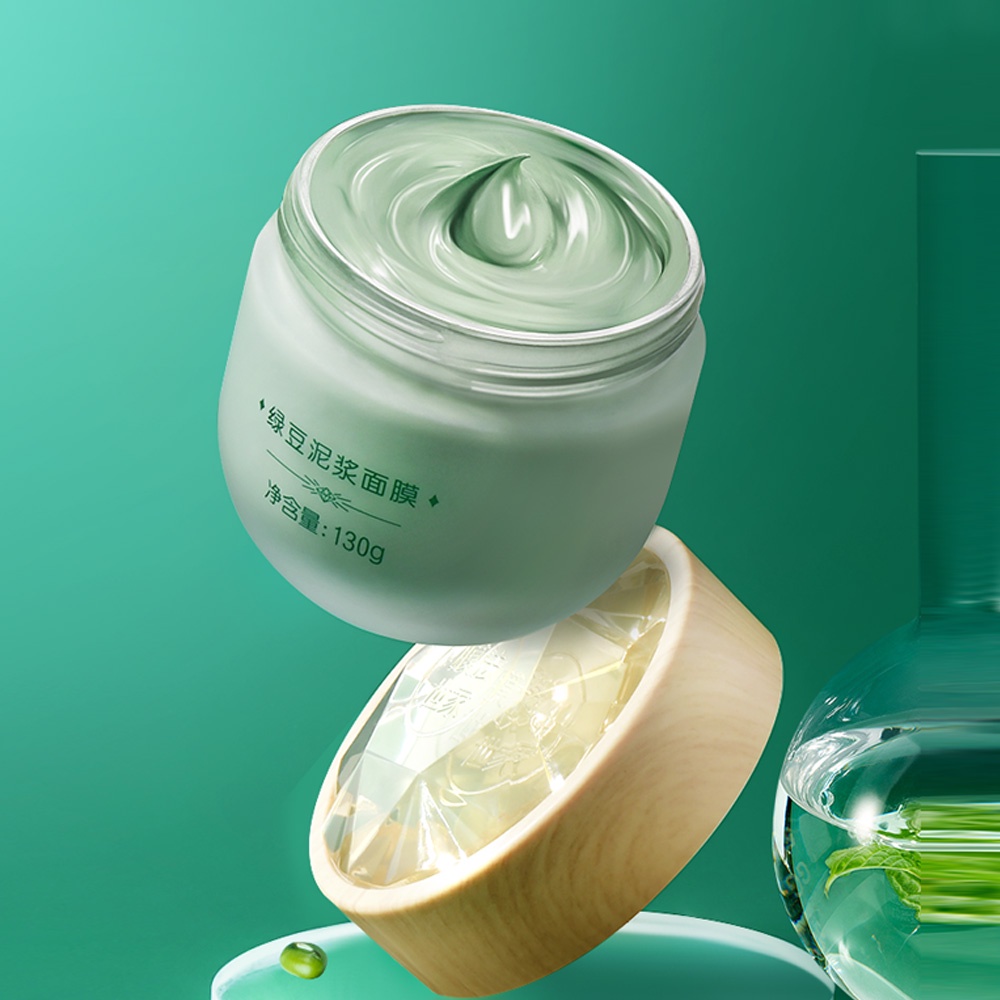 MASK FAMILY Mặt nạ đất sét dạng bùn đậu xanh làm trắng da sạch lỗ chân lông loại bỏ mụn đầu đen chăm sóc da mặt 130g