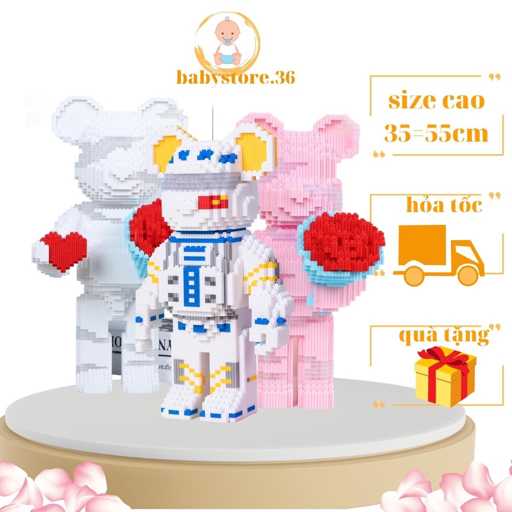 “ sẵn hàng“ Đồ chơi xếp hình Bearbrick(tặng búa,đèn)lắp ráp mô hình cỡ lớn size cao35cm và 55cm Hàng Đẹp bear brick