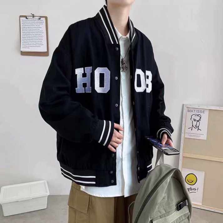 Áo khoác bomber unisex ⚡ 𝐂𝐨́ 𝐕𝐢𝐝𝐞𝐨 - 𝐀̉𝐧𝐡 𝐓𝐡𝐚̣̂𝐭 ⚡ Áo bomber bóng chày H8-08 chất kaki dày dặn