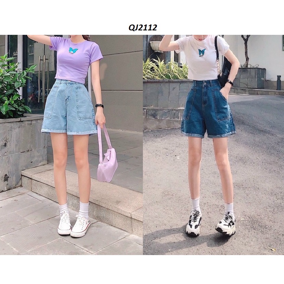 Quần Jeans Ngố Rộng Hai Túi Nỗi QJ2111