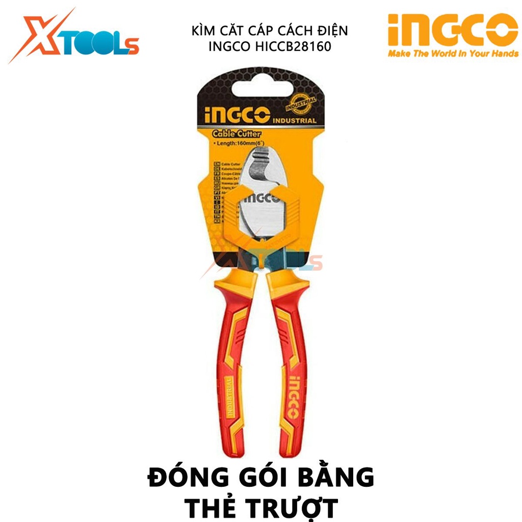 Kìm cắt cách điện INGCO HICCB28160 | kềm cách điện chiều dài kìm 6&quot; (160mm) tay cầm cách điện lên đến 1000V cắt, kẹp, tu