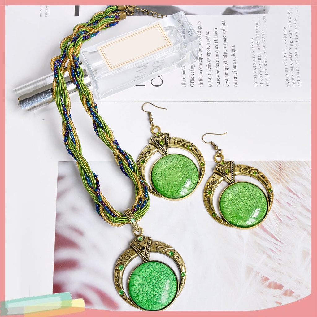 Set 2 Vòng cổ Và Bông Tai Nhiều Lớp Phong Cách Bohemian