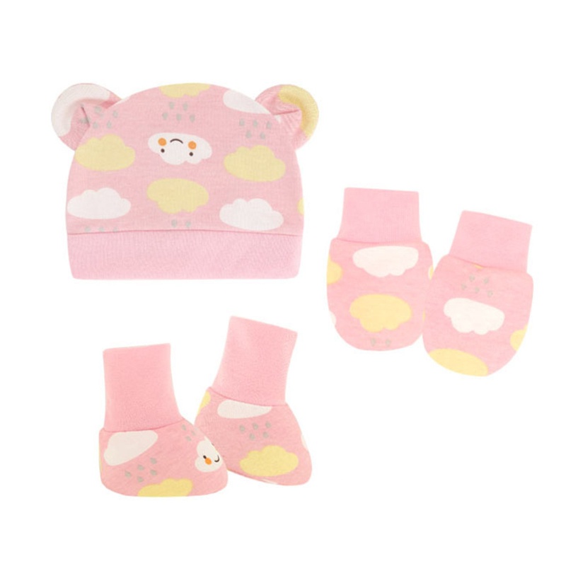 1 Set Găng Tay + Mũ + Đôi Vớ Cotton Mềm Chống Trầy Xước Dễ Thương Cho Bé