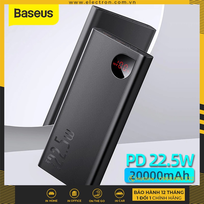 Pin dự phòng sạc nhanh Baseus Adaman Metal Digital Display Quick Charge (22.5W QC3.0/ PD3.0/ SCP/ AFAFC Quick charge)