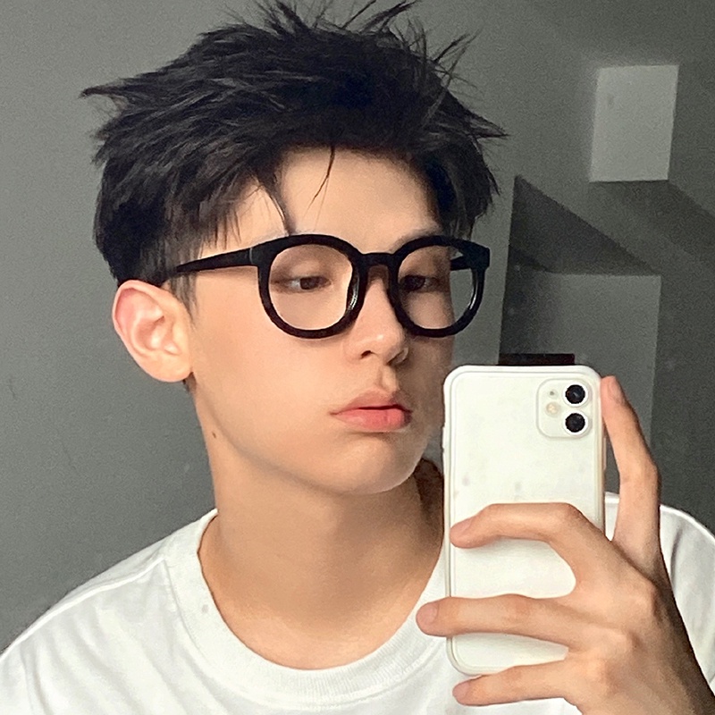Mắt Kính Gọng Đen Phẳng Phong Cách Harajuku Hàn Quốc