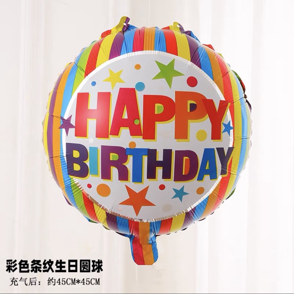 Bóng bay 3D trang trí sinh nhật in hoạ tiết happy birthday tráng nhôm size 18 inch HAPPYKID BBTTSN