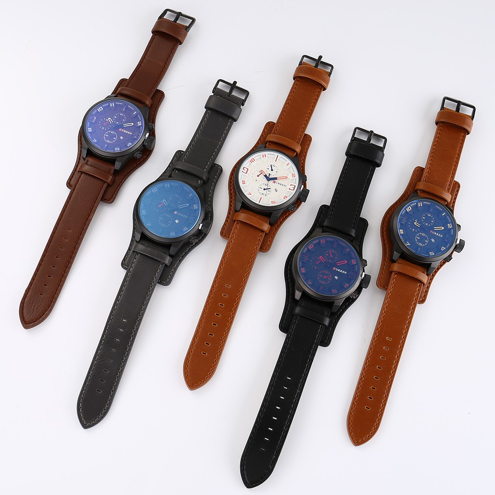 Đồng Hồ Curren Dây Da Máy Thạch Anh Chống Thấm Nước