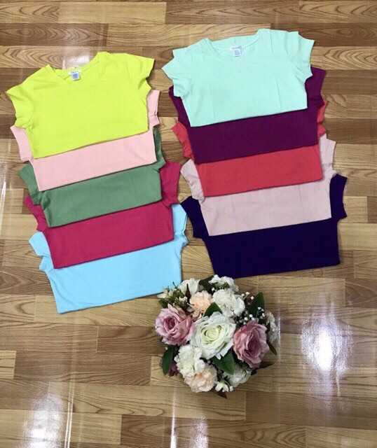 Áo thun trơn cổ tròn [ thun cotton dẻo không xù xì ]