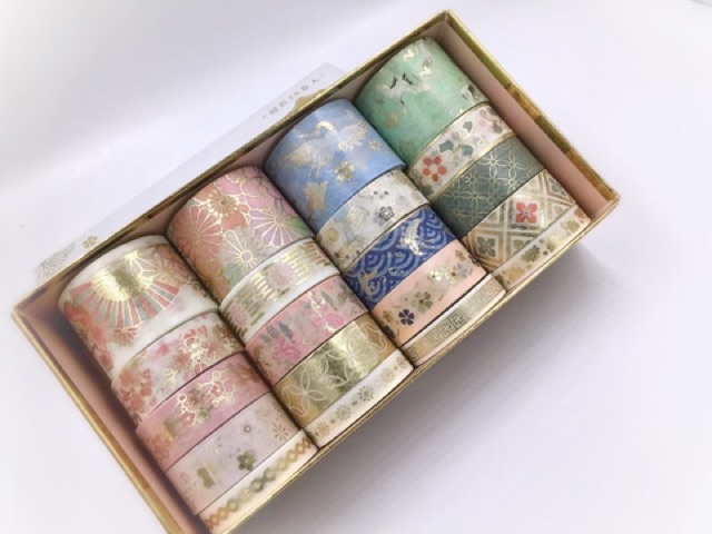 Washi set 20 cuộn họa tiết nhũ