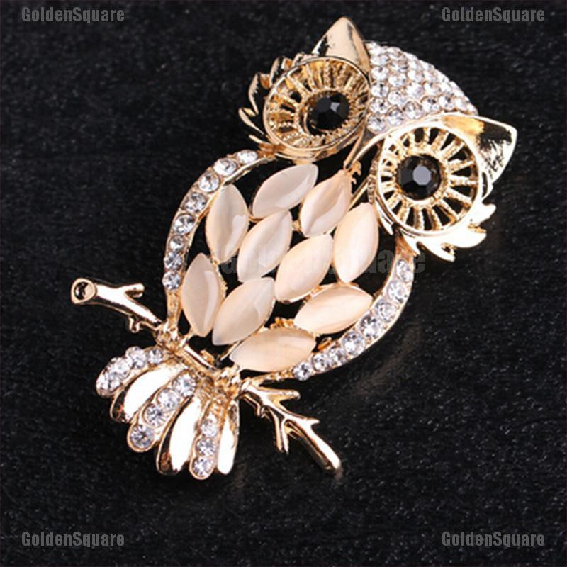 Big Owl Brooches Bouquet Vintage Wedding Hijab Scarf Pin Up Buckle Broches [GoldenSquare]