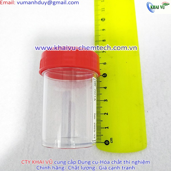 Combo 20 Lọ nhựa PS (trắng trong, tinh khiết) đựng mẫu thí nghiệm, sinh phẩm 55ml nắp đỏ