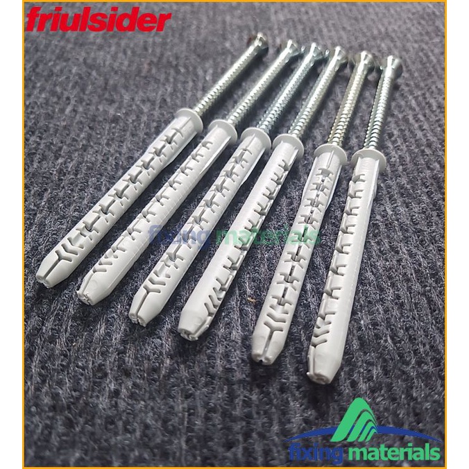 Túi 50 cái tắc kê nhựa cao cấp Friulsider X5- 8x80 (SX tại Ý, kèm theo vít thép bằng mạ kẽm)