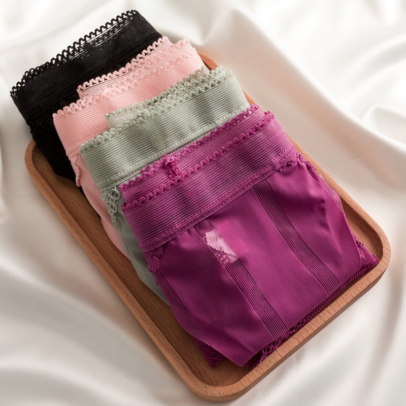 Quần lót cotton phối ren thoáng khí không đường may quyến rũ cho nữ