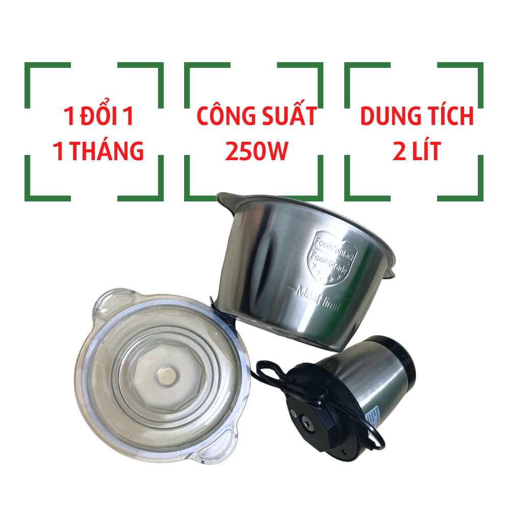 Máy xay thịt cầm tay đa năng inox KITCHEN EXPERT cối xay thịt 2 lít