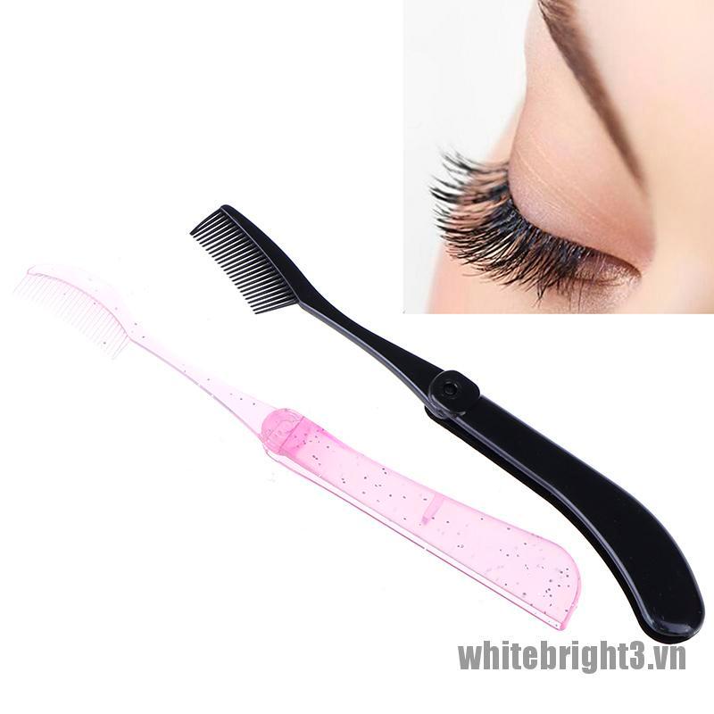 (Hàng Mới Về) Lược Chuốt Mi / Lông Mày / Mascara Màu Trắng Có Thể Gấp Gọn Tiện Dụng