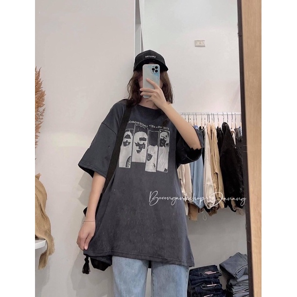 Áo Thun The Velvet AH61 Mác 3158 Form To Rộng Unisex Hàng Quảng Châu Chất Tuyết Nhung Loại 1