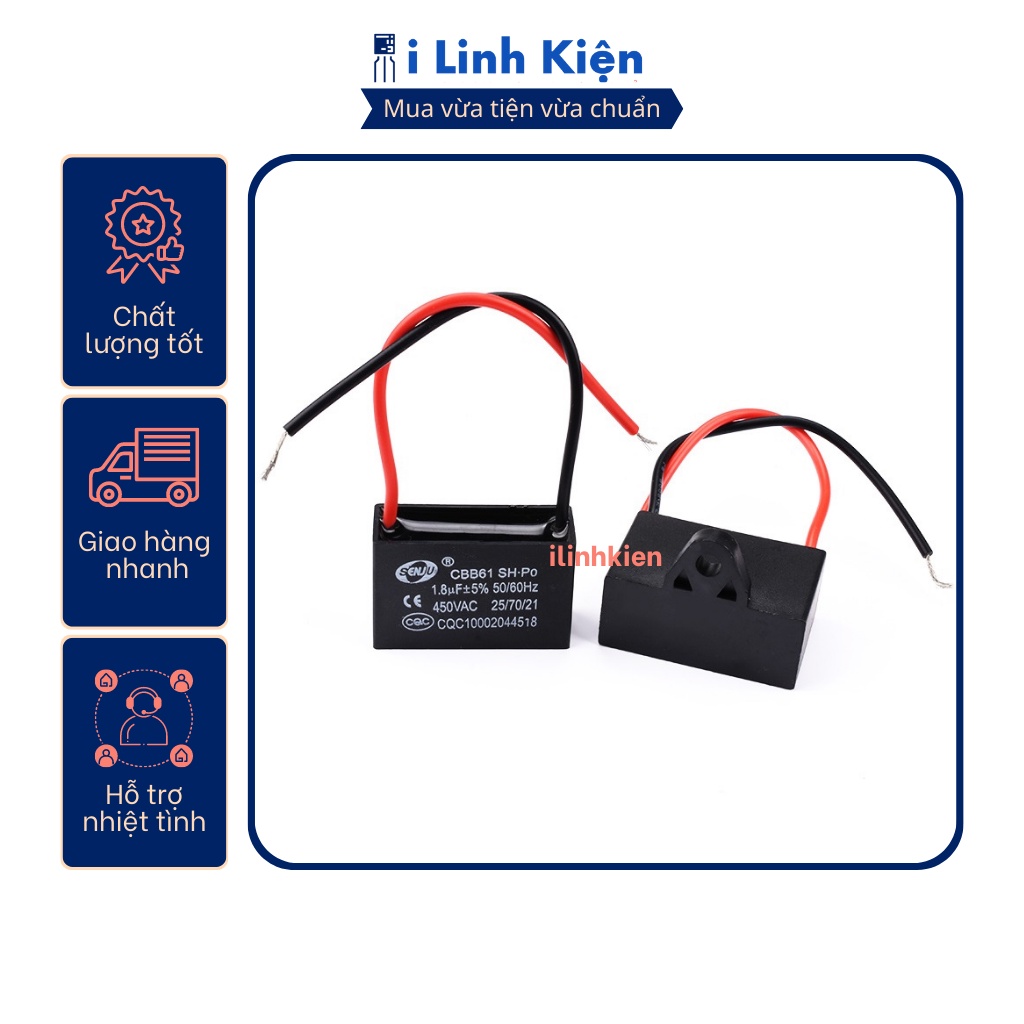 Tụ quạt 1uF-8uF dây SENJU CBB61 loại tốt