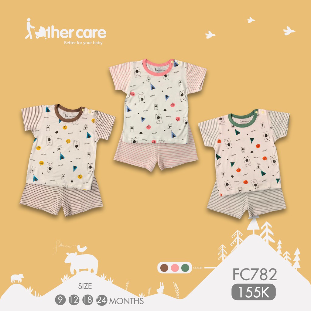 Bộ Quần áo trẻ em FatherCare Cài vai CT - Gấu trắng và Gấu cáo (HT - Kẻ) FC782 FC755