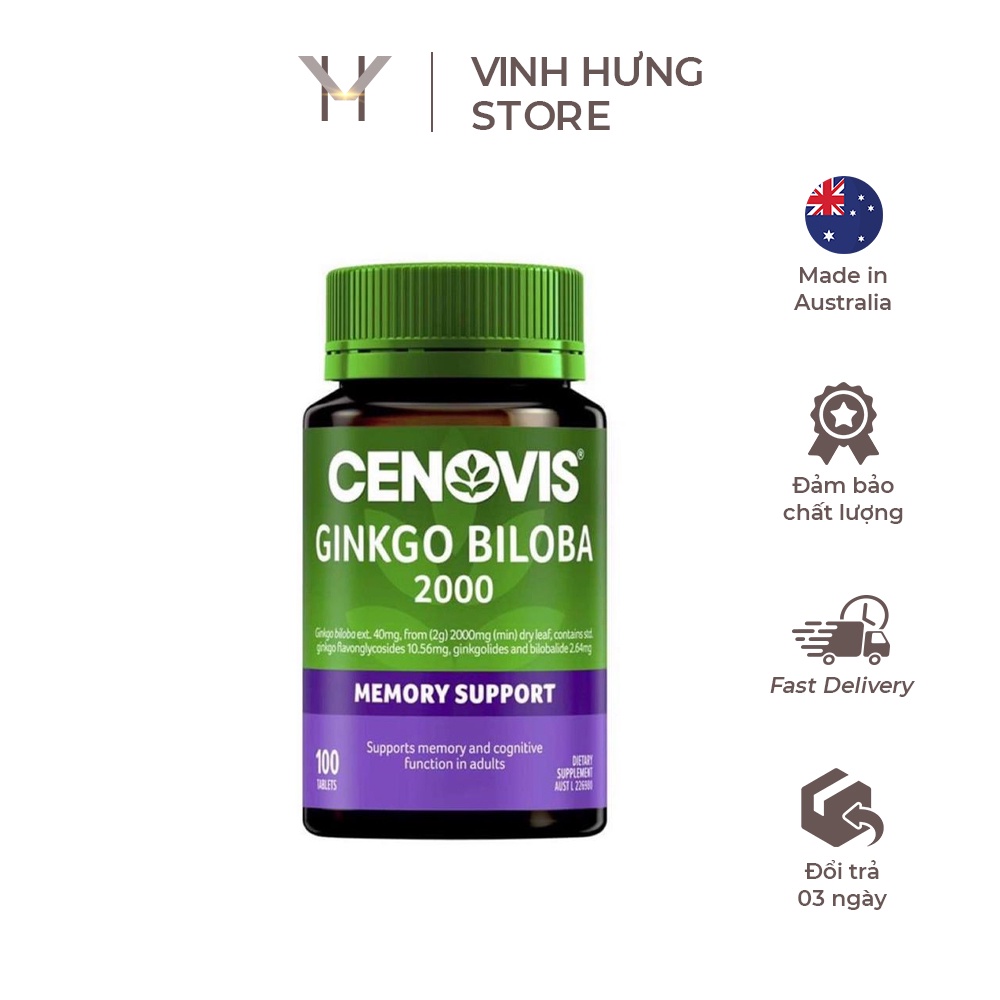 Viên Uống Bổ Não, Tăng Cường Trí Nhớ Cenovis Ginkgo Biloba 2000 - Lọ 100 Viên