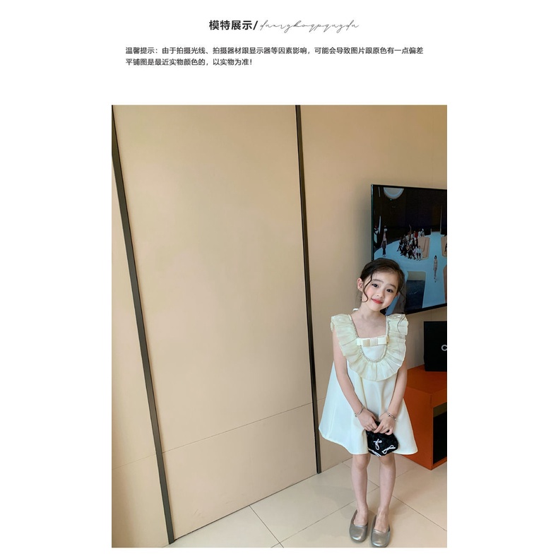 Đầm Công Chúa Mùa Hè Hai Dây Dáng Chữ A Tay Cộc Có Diềm Xếp Nếp Thời Trang Cho Bé Gái