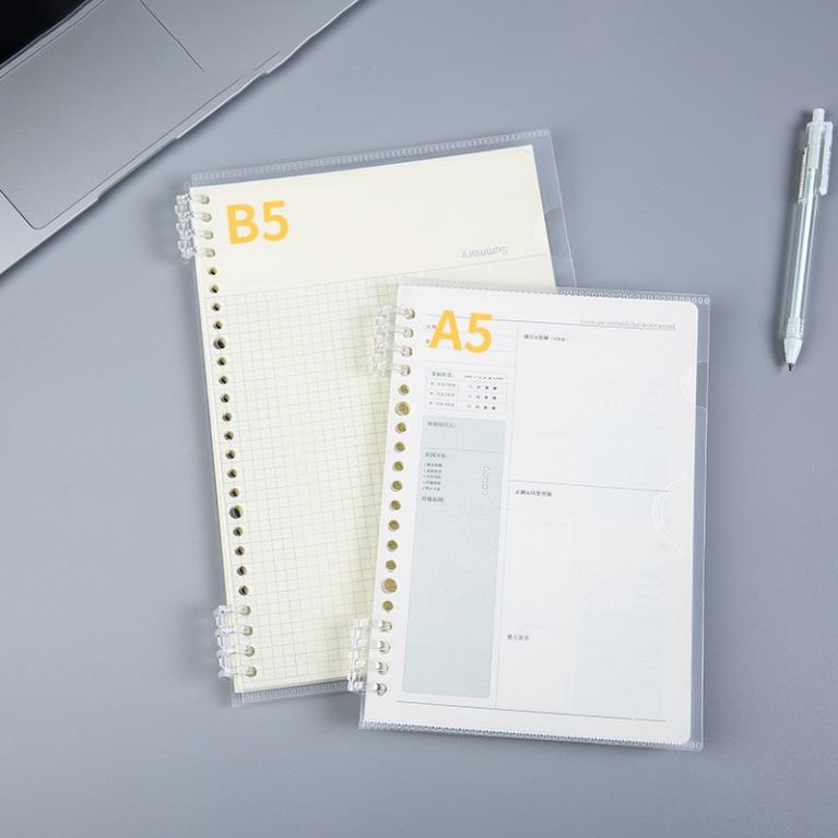 Bìa sổ còng binder SOLANO bìa còng 20 lỗ A5 kiêm túi đựng trong suốt SN-001382