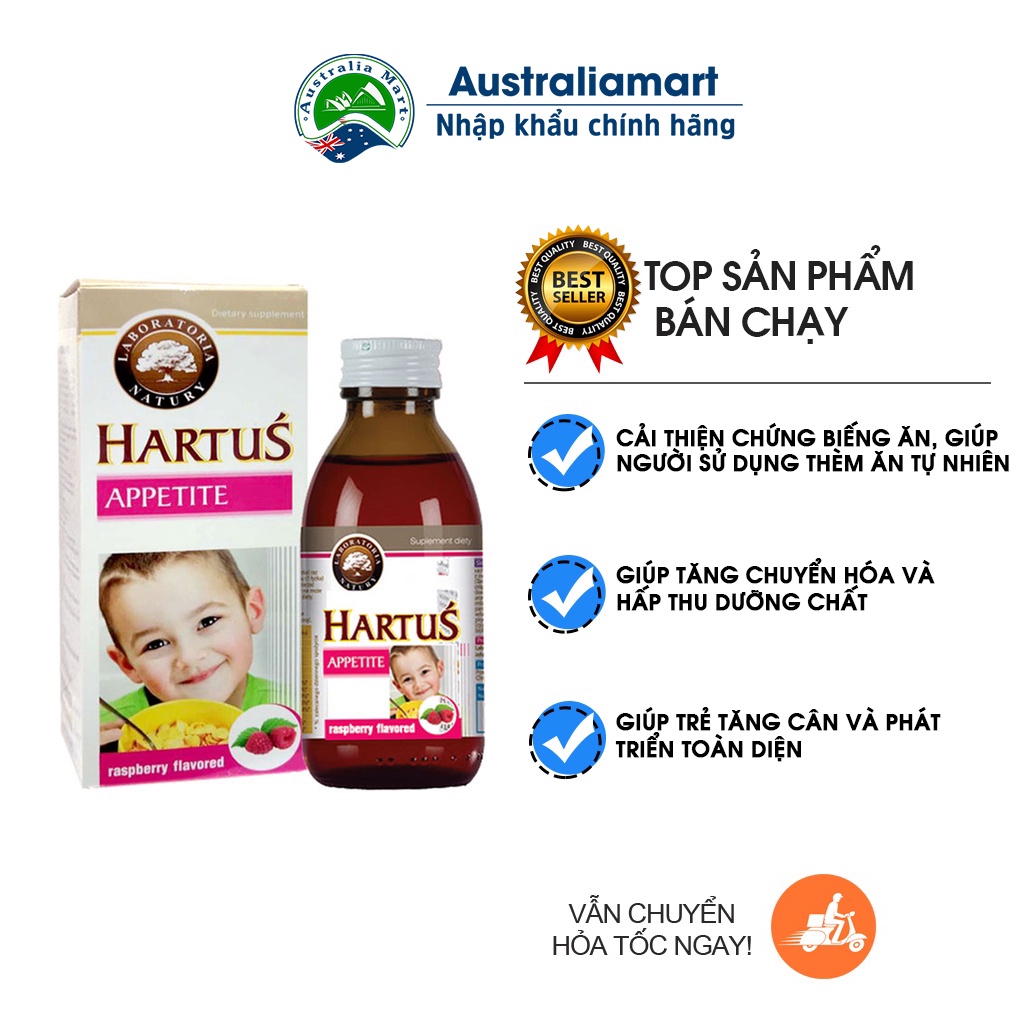 (Hàng Nhập Khẩu Ba Lan) Siro Hartus Appetite 150ml - Cải thiện chứng biếng ăn của trẻ trên 1 tuổi