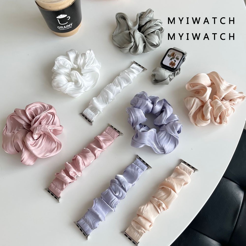 Set dây buộc tóc + dây đeo 4 màu tùy chọn thích hợp cho đồng hồ Apple Iwatch 7 6 5 Se 4 3 2 41/45/38/40/42/44mm