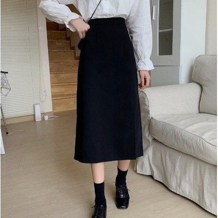 Chân Váy Dài Ulzzang Qua Gối Xẻ Tà - Chân Váy Chữ A Dài Lưng Cao Phong Cách Hàn Quốc CV25 | BigBuy360 - bigbuy360.vn