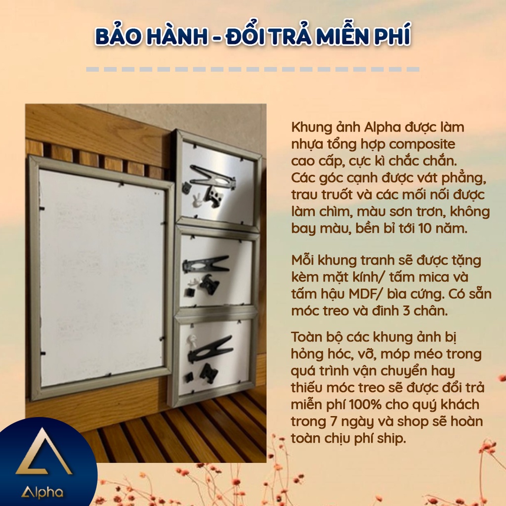 Khung bằng khen A4 Alpha, khung tranh treo tường trơn và giả gỗ các loại 21x30