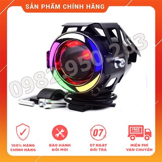 [TẶNG CÔNG TẮC] Đèn trợ sáng U7 Xoáy 7 màu đa dụng lắp cho mọi xe