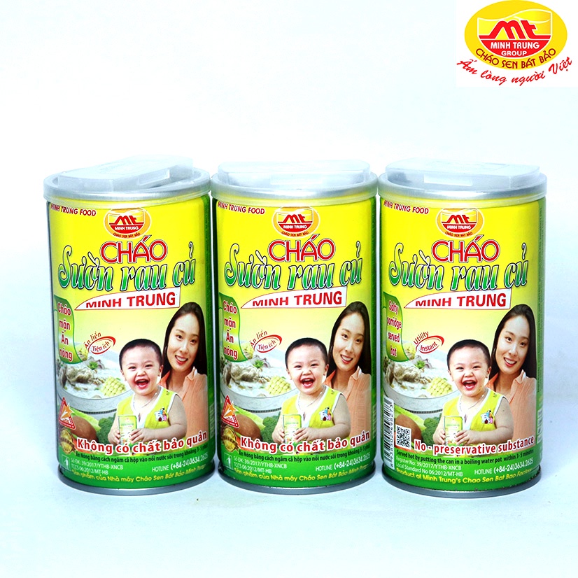 Cháo sườn rau củ ăn liền Minh Trung combo 3 lon - CHAOSUONRAUCU 3