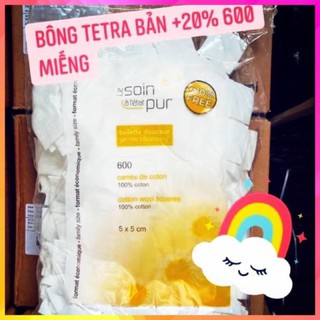 Bông tẩy trang Pháp Tetra Medical Carrés de Coton 600 miếng