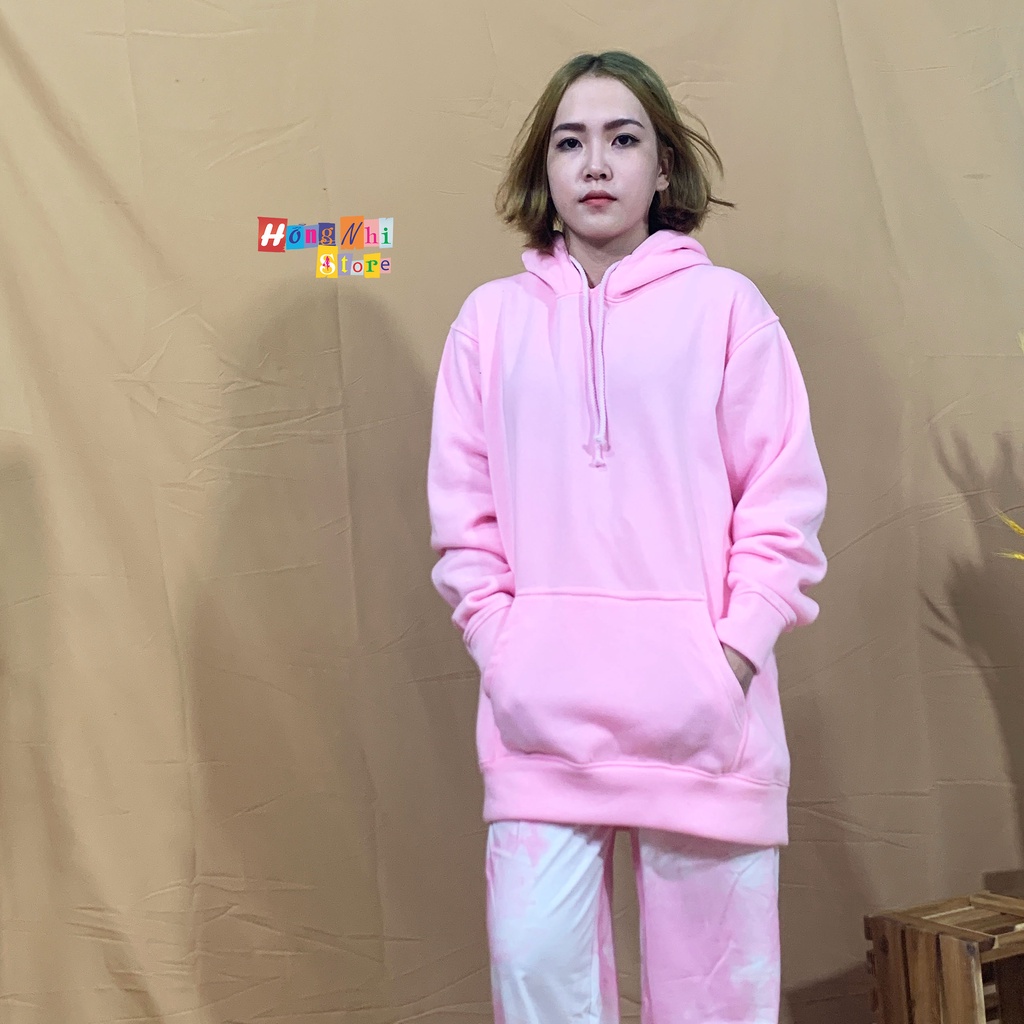 Áo Khoác Hoodie Trơn Ulzzang Unisex Màu Hồng Tươi Chất Nỉ Bông Cao Cấp Dáng Rộng Nam Nữ - MM