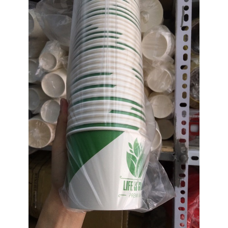 50 cốc giấy 360ml kèm nắp/ hộp giấy 12oz