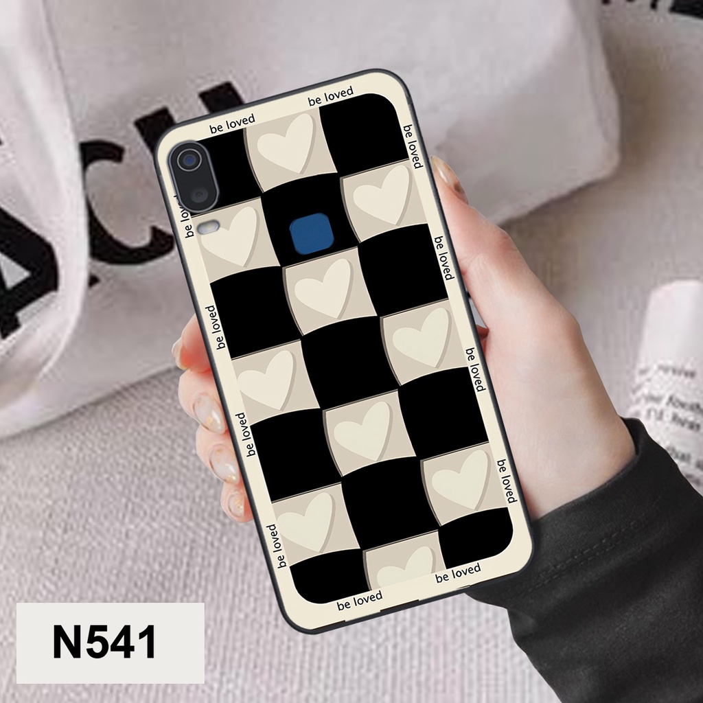 Ốp Vivo Y11 / Y12 in hình trái tim caro đen trắng , hồng cute xinh xắn dễ thương