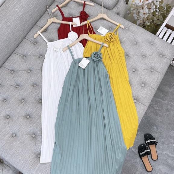 VIP VÁY ĐẦM MAXI 2 DÂY| CỔ YẾM DẬP LY HOA CÀI Chất đũi lụa mềm đẹp - Hàng may kỹ - Lên form y mẫu
