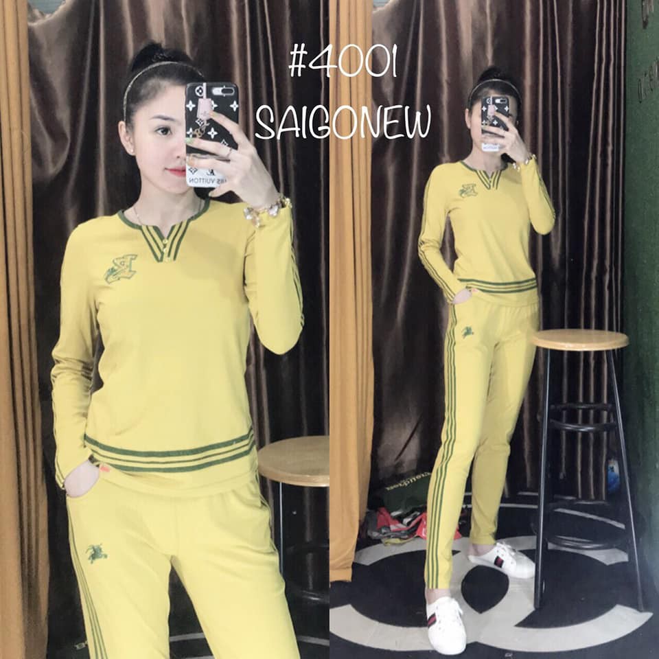 Set bộ cotton tay dài đơn giản  - logo thêu- Form đẹp, Y Hình