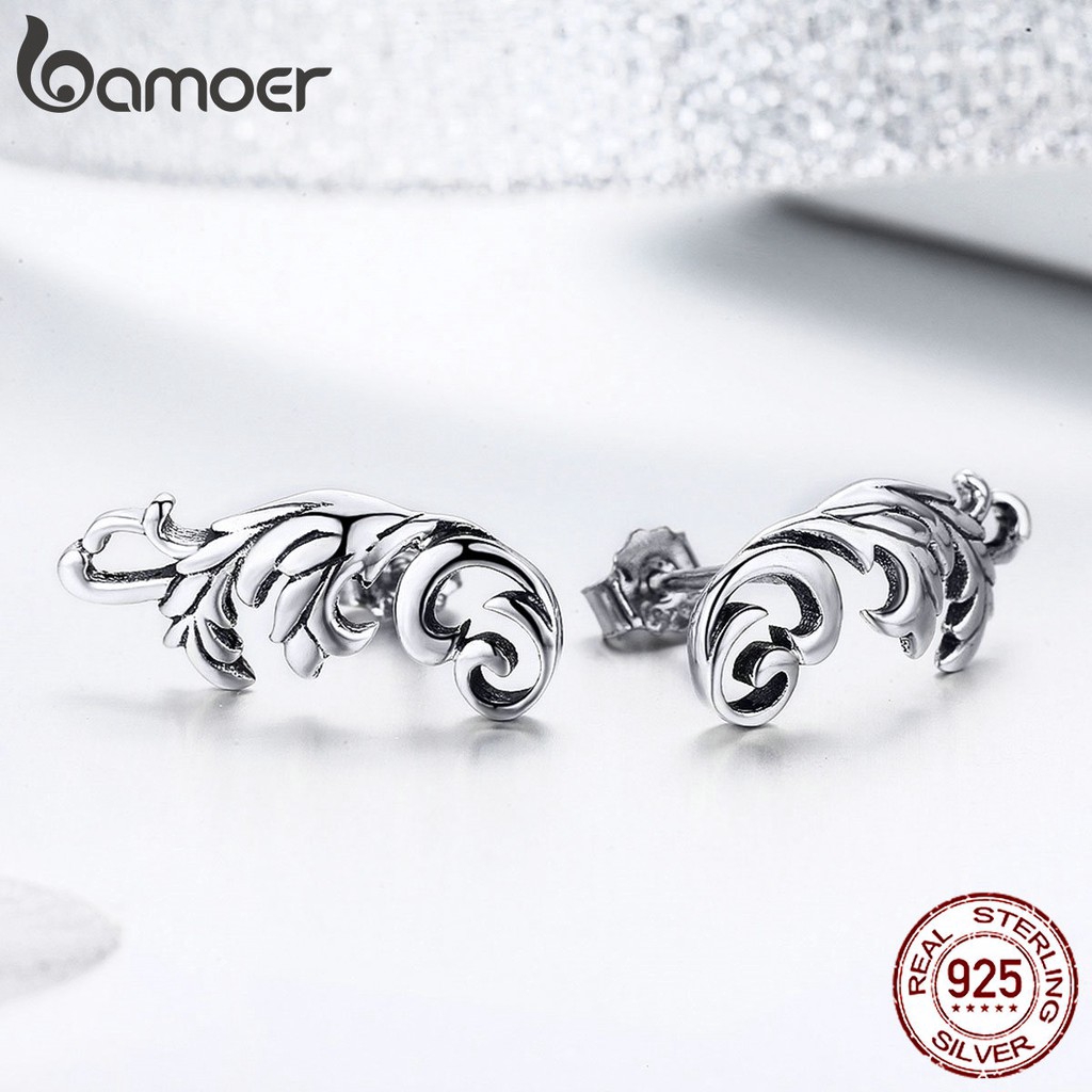 Bông Tai Bamoer Làm Bằng Bạc 925 Phong Cách Retro
