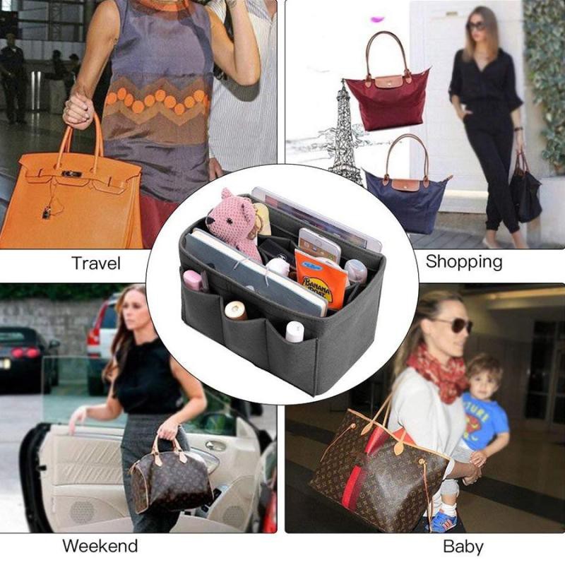 Ngăn đựng đồ chèn bên trong túi xách EVERTONER đa năng tiện dụng bằng vải nỉ cao cấp