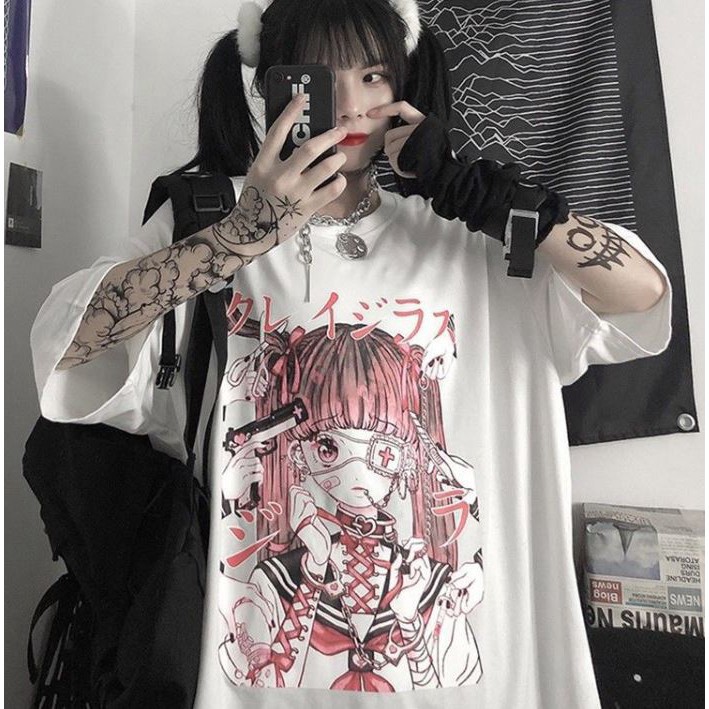 Áo thun, áo phông tay lỡ form rộng oversize anime hoạt hình M370 DH